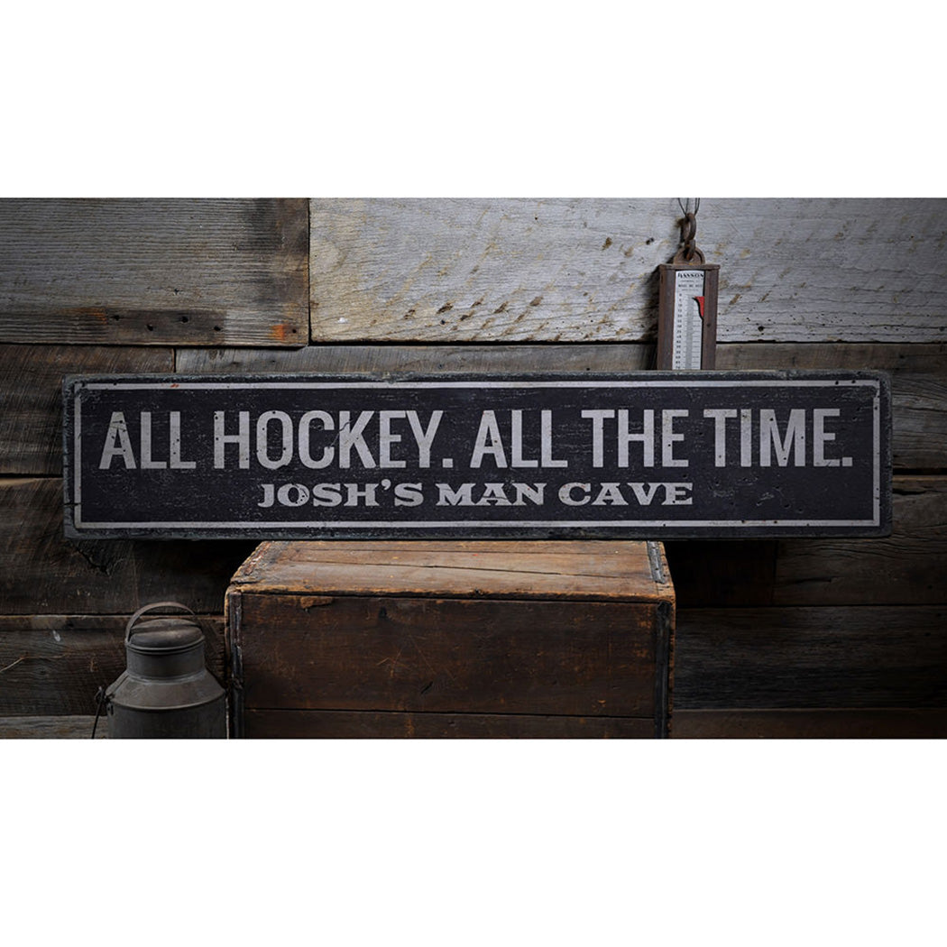 All Hockey Rustic Wood Sign