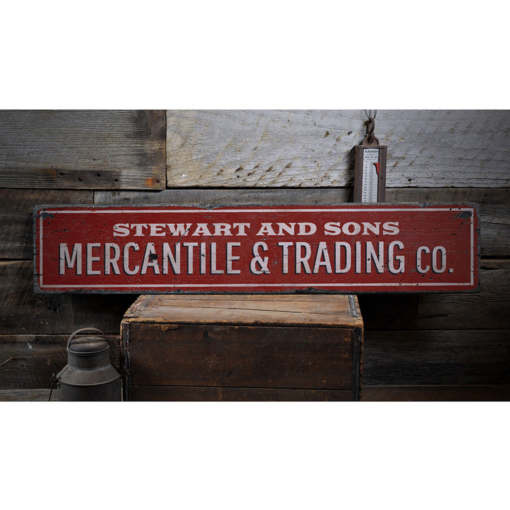 Mercantile & Trading Company Rustic Wood Sign