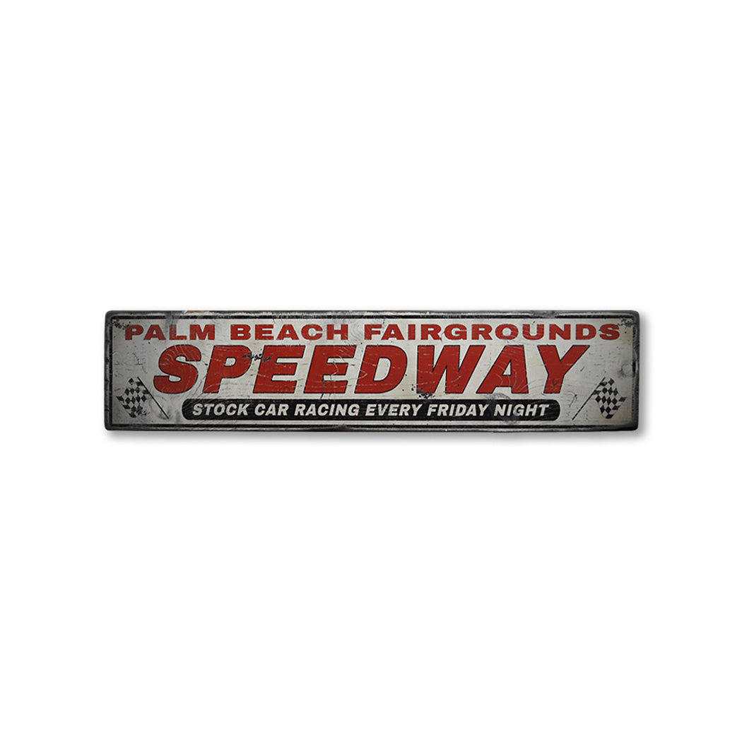 Speedway Rustic Wood Sign