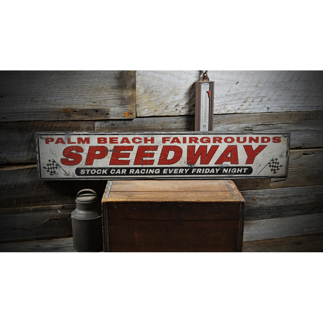 Speedway Rustic Wood Sign