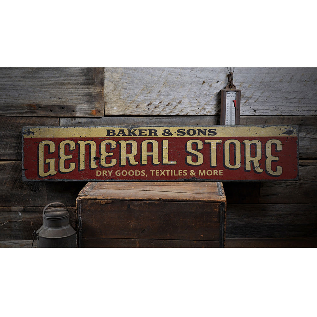 Family General Store Rustic Wood Sign