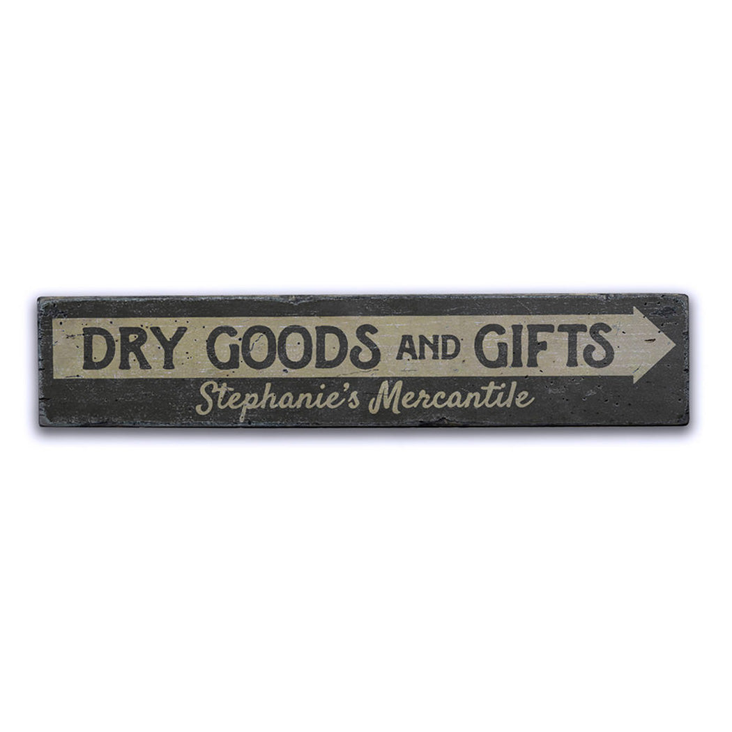 Dry Goods & Gifts Arrow Rustic Wood Sign