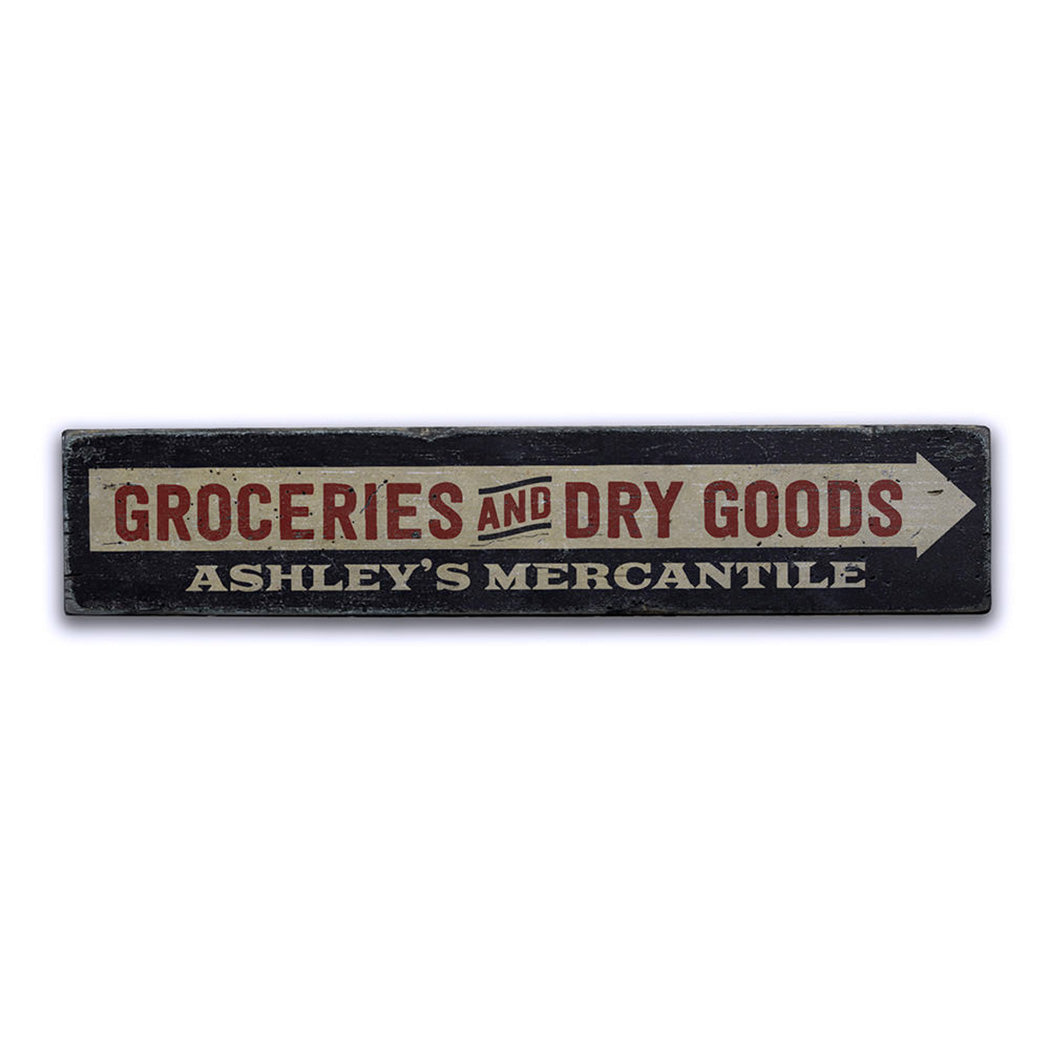 Groceries and Dry Goods Rustic Wood Sign