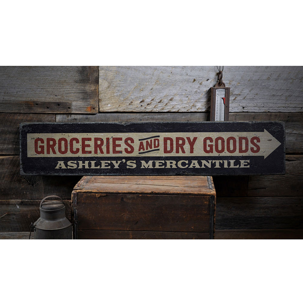 Groceries and Dry Goods Rustic Wood Sign