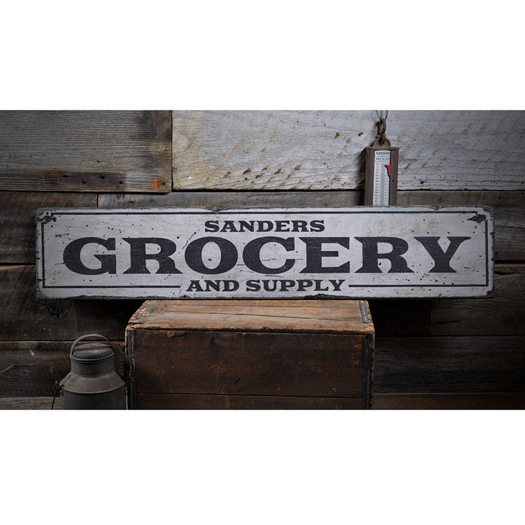 Grocery and Supply Rustic Wood Sign