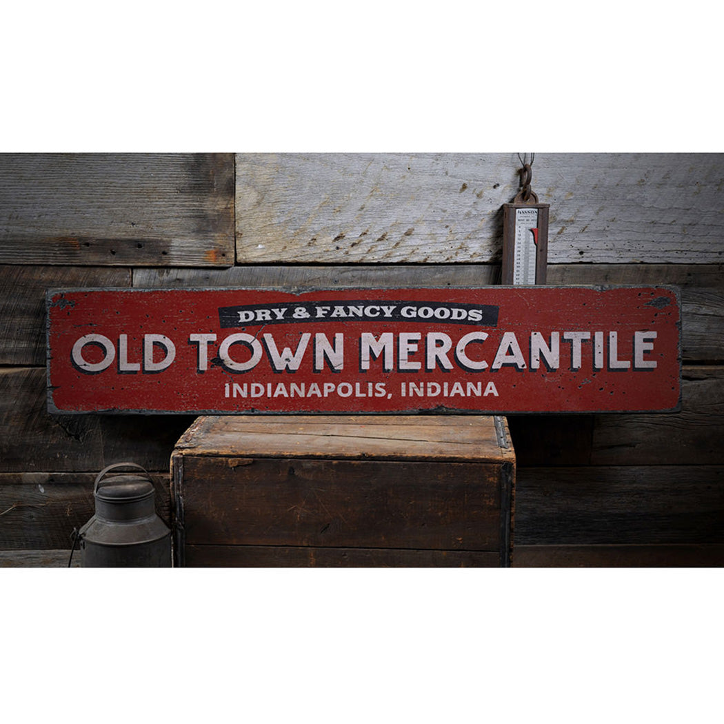 Old Town Mercantile Rustic Wood Sign