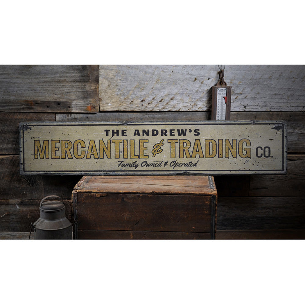 Mercantile & Trading Co Rustic Wood Sign