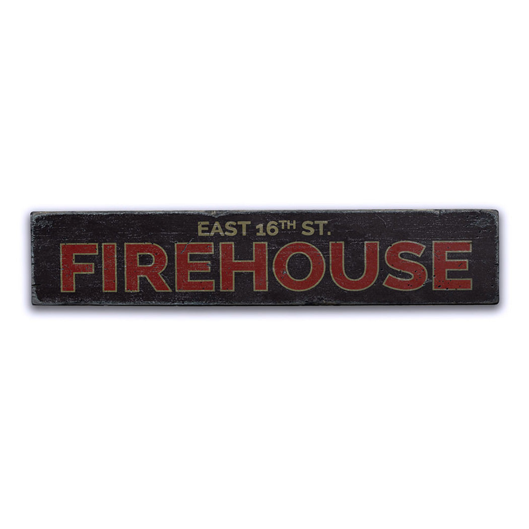 Firehouse Street Name Rustic Wood Sign