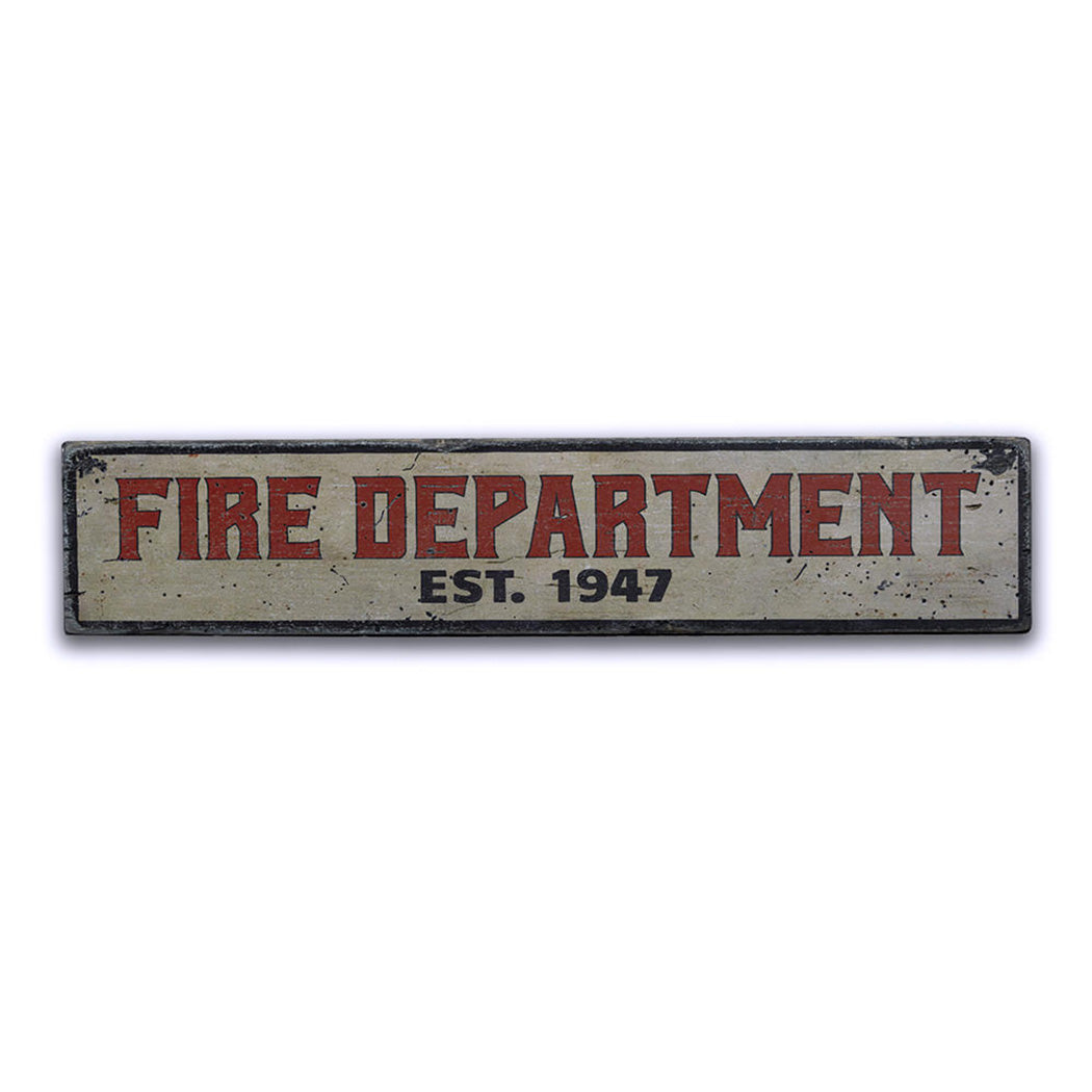 Fire Department Est Date Rustic Wood Sign