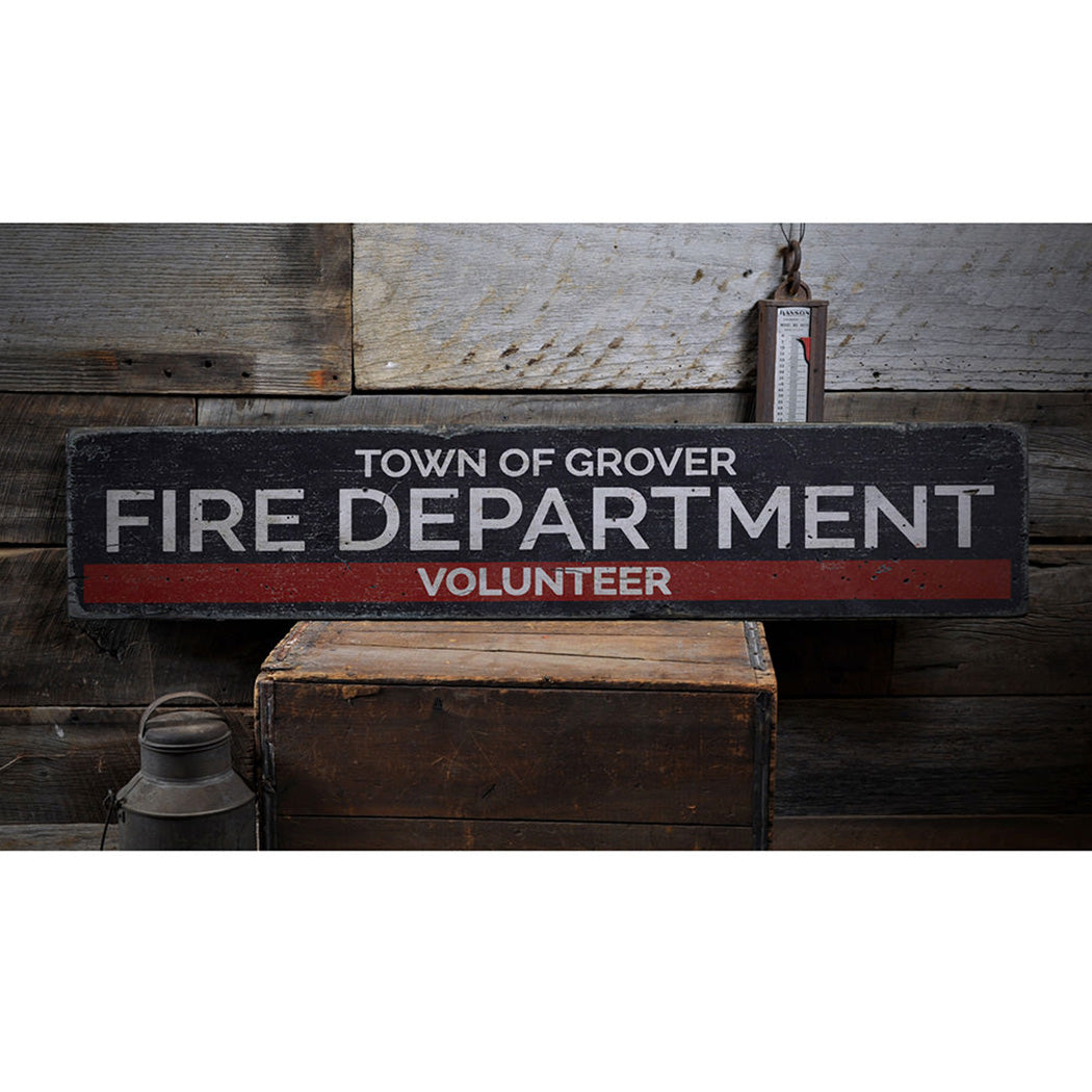 Town Volunteer Fire Department Rustic Wood Sign