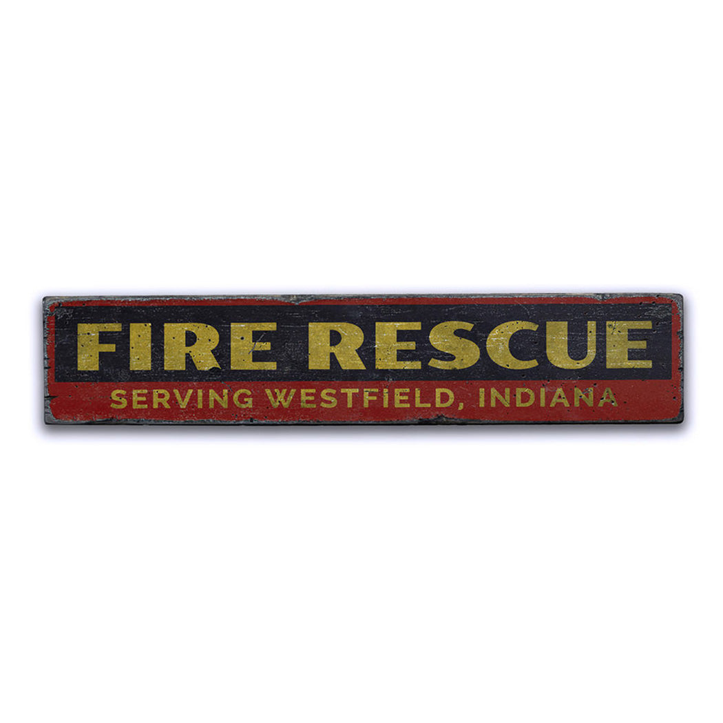 Fire Rescue Rustic Wood Sign