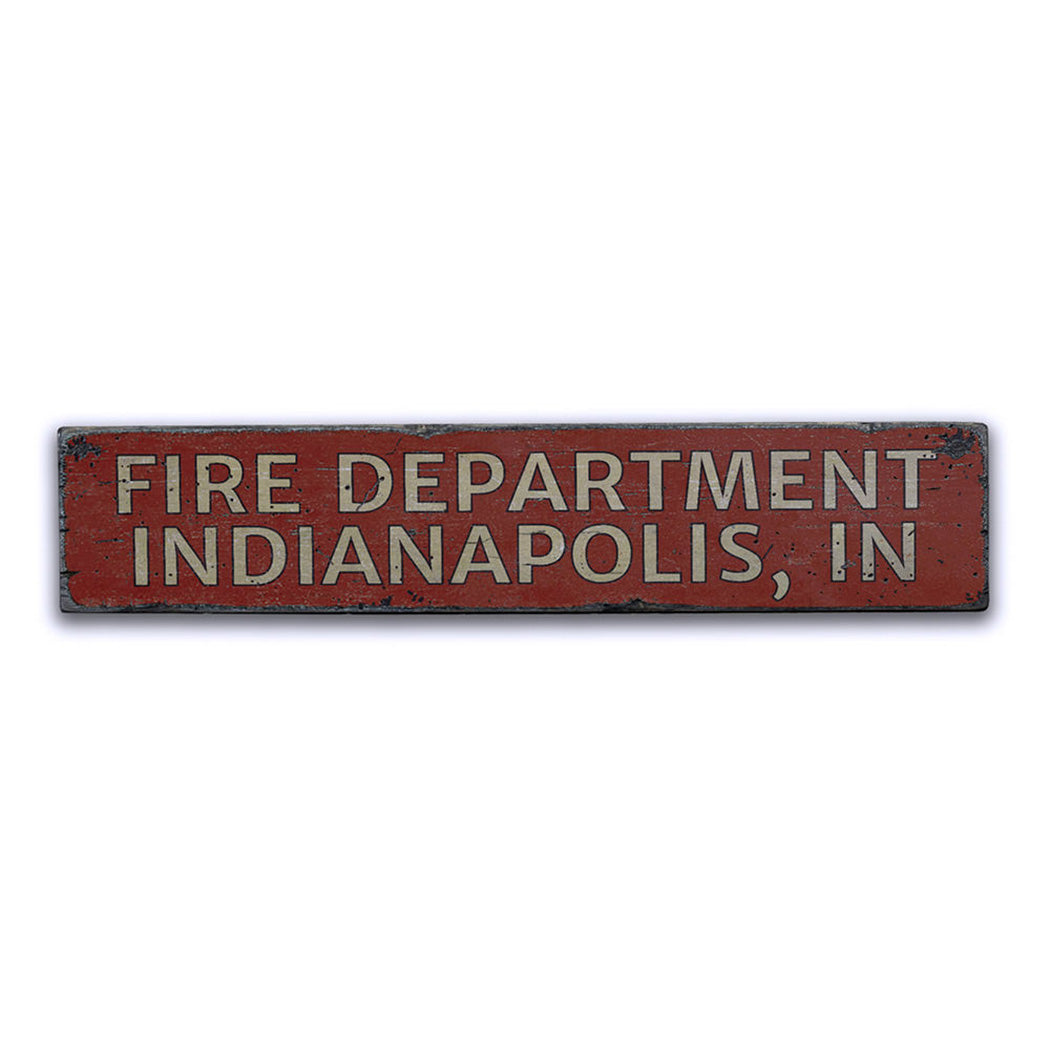 Fire Department City State Rustic Wood Sign