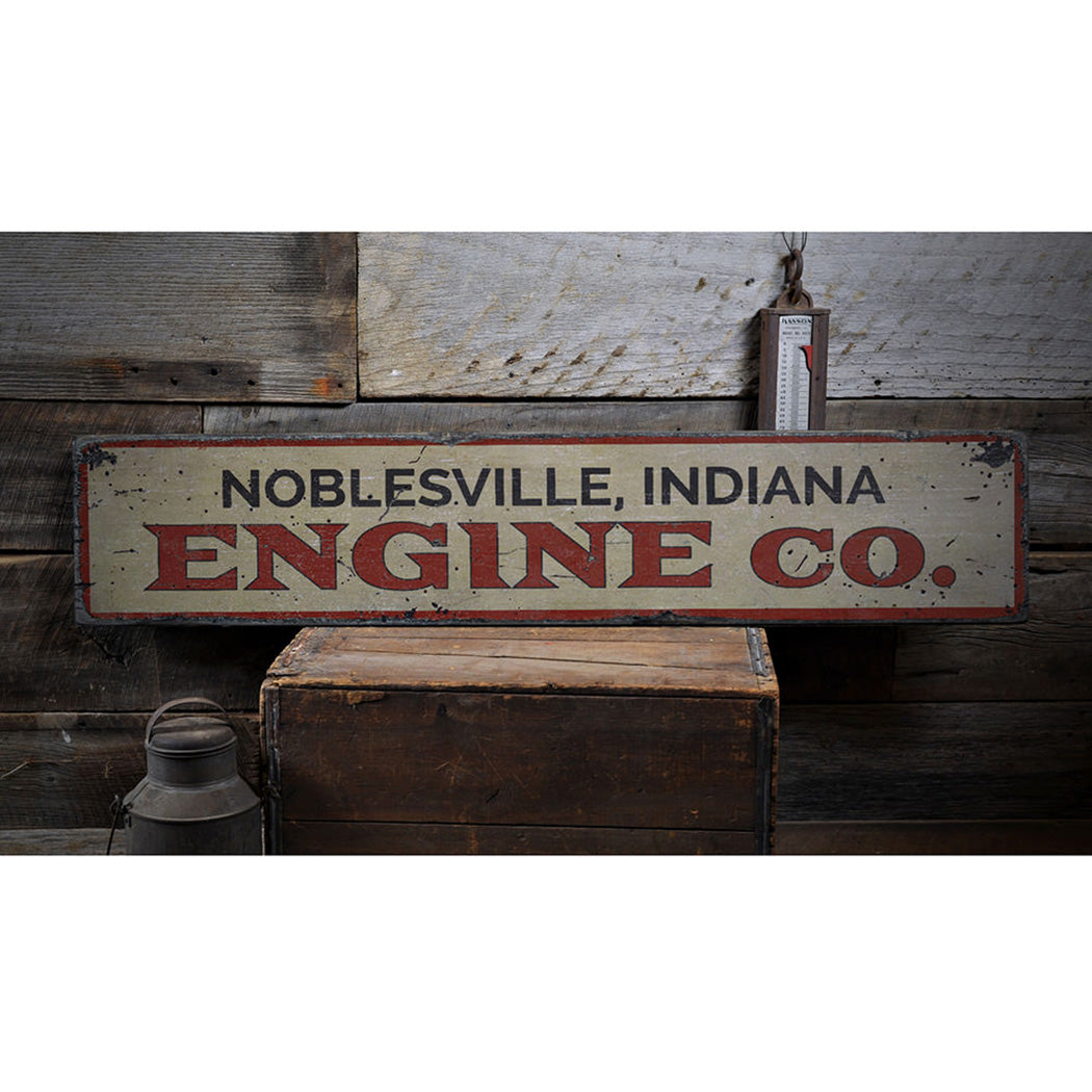 Engine Company Rustic Wood Sign