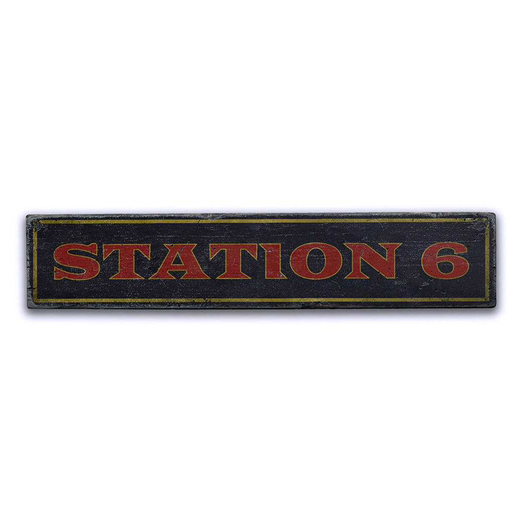 Station Number Rustic Wood Sign