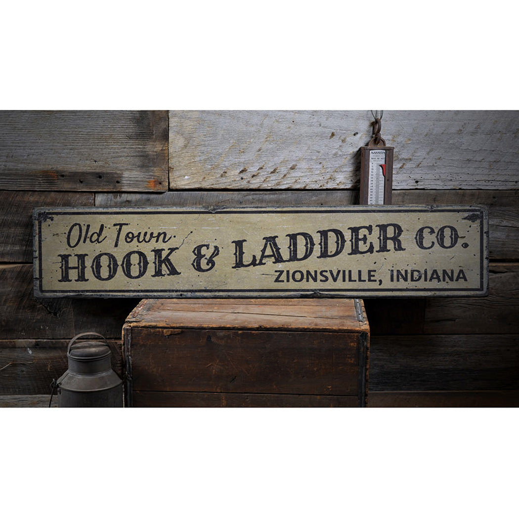 Old Town Hook & Ladder Rustic Wood Sign