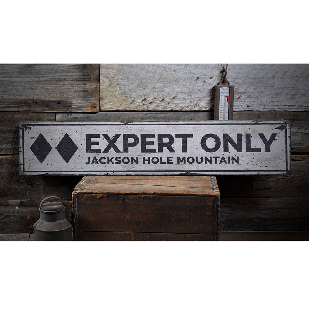 Double Black Diamond Ski Rustic Wood Sign