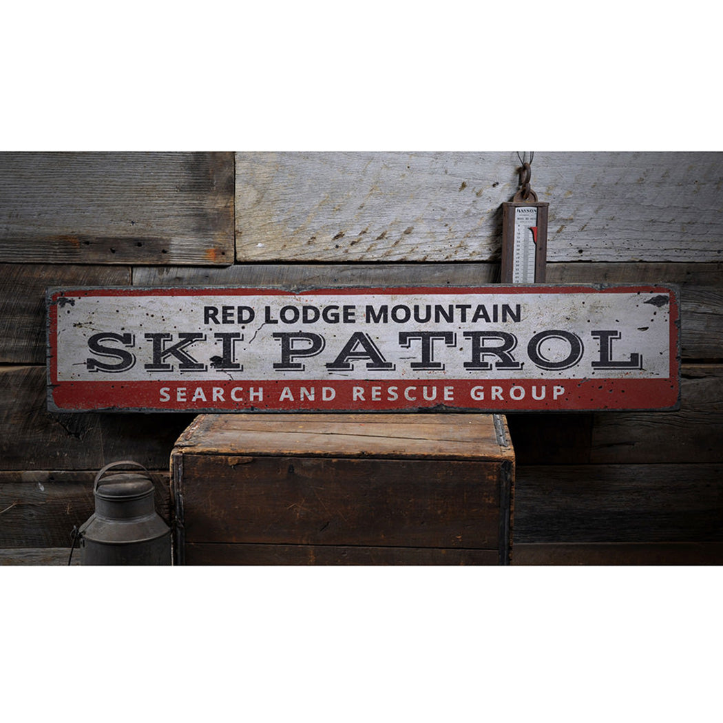 Ski Patrol Mountain Rustic Wood Sign