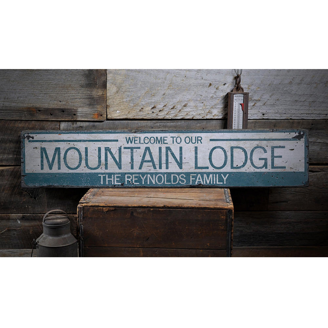 Mountain Lodge Welcome Rustic Wood Sign