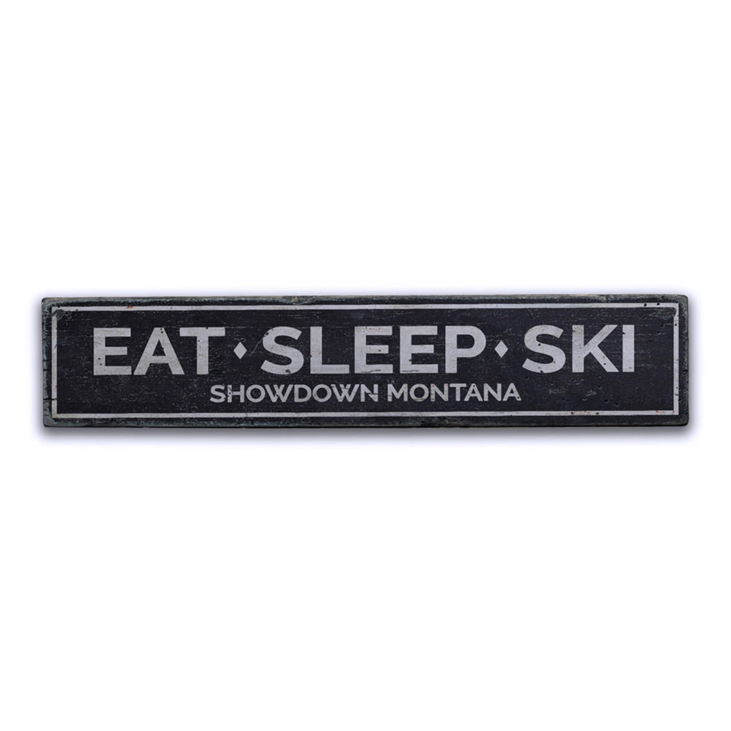 Eat Sleep Ski Rustic Wood Sign