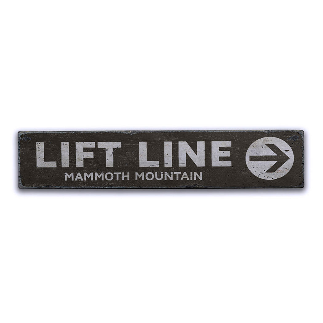 Lift Line Arrow Rustic Wood Sign