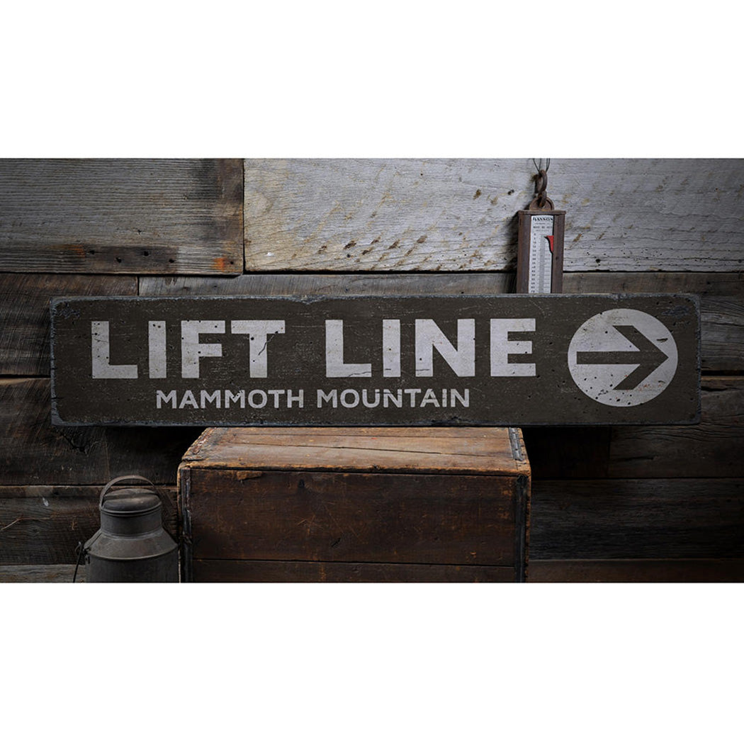 Lift Line Arrow Rustic Wood Sign