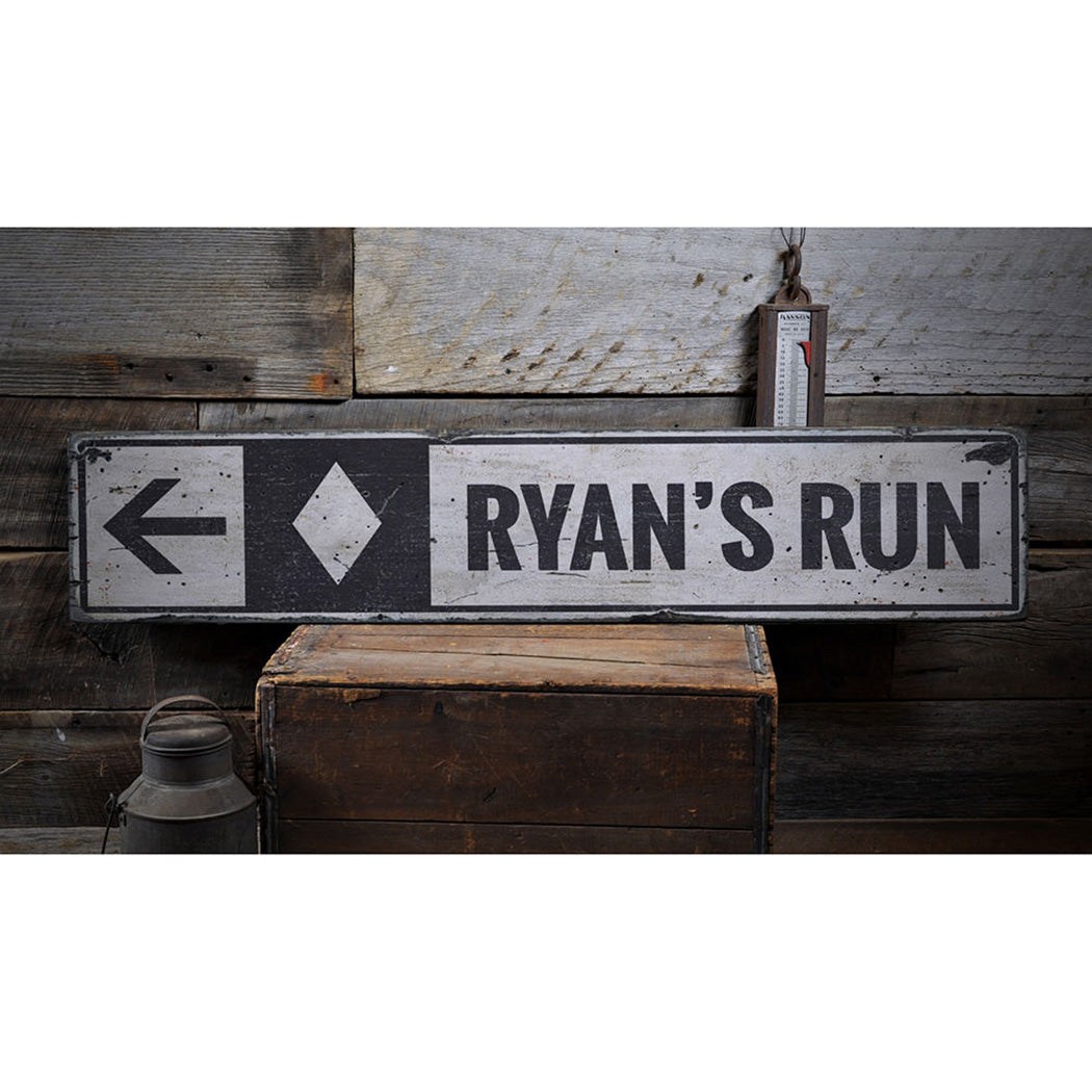 Diamond Ski Run Rustic Wood Sign