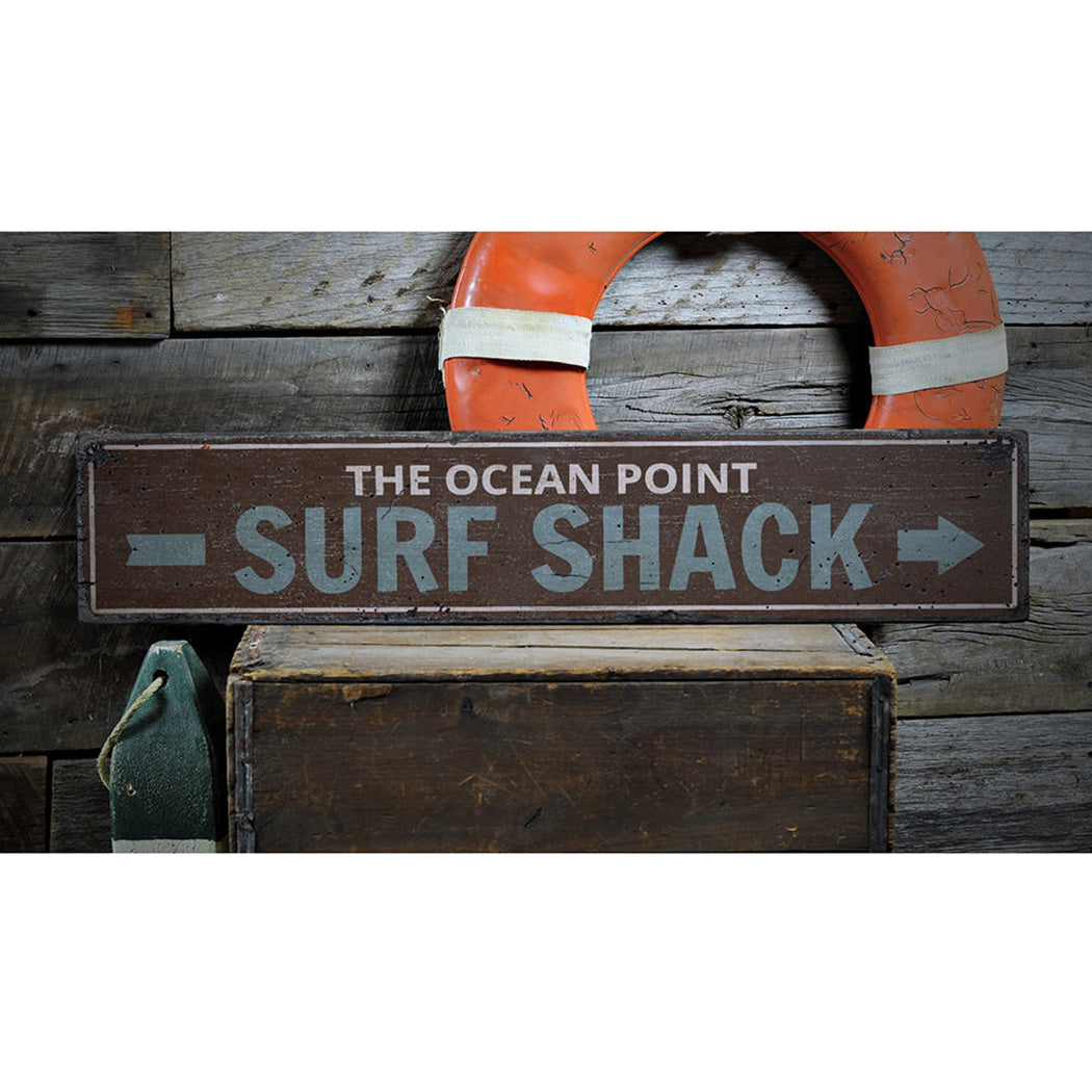 Surf Shack Arrow Rustic Wood Sign