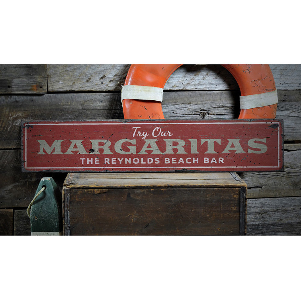 Margarita Beach Bar Rustic Wood Sign