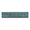 On Beach Time Family Name Rustic Wood Sign