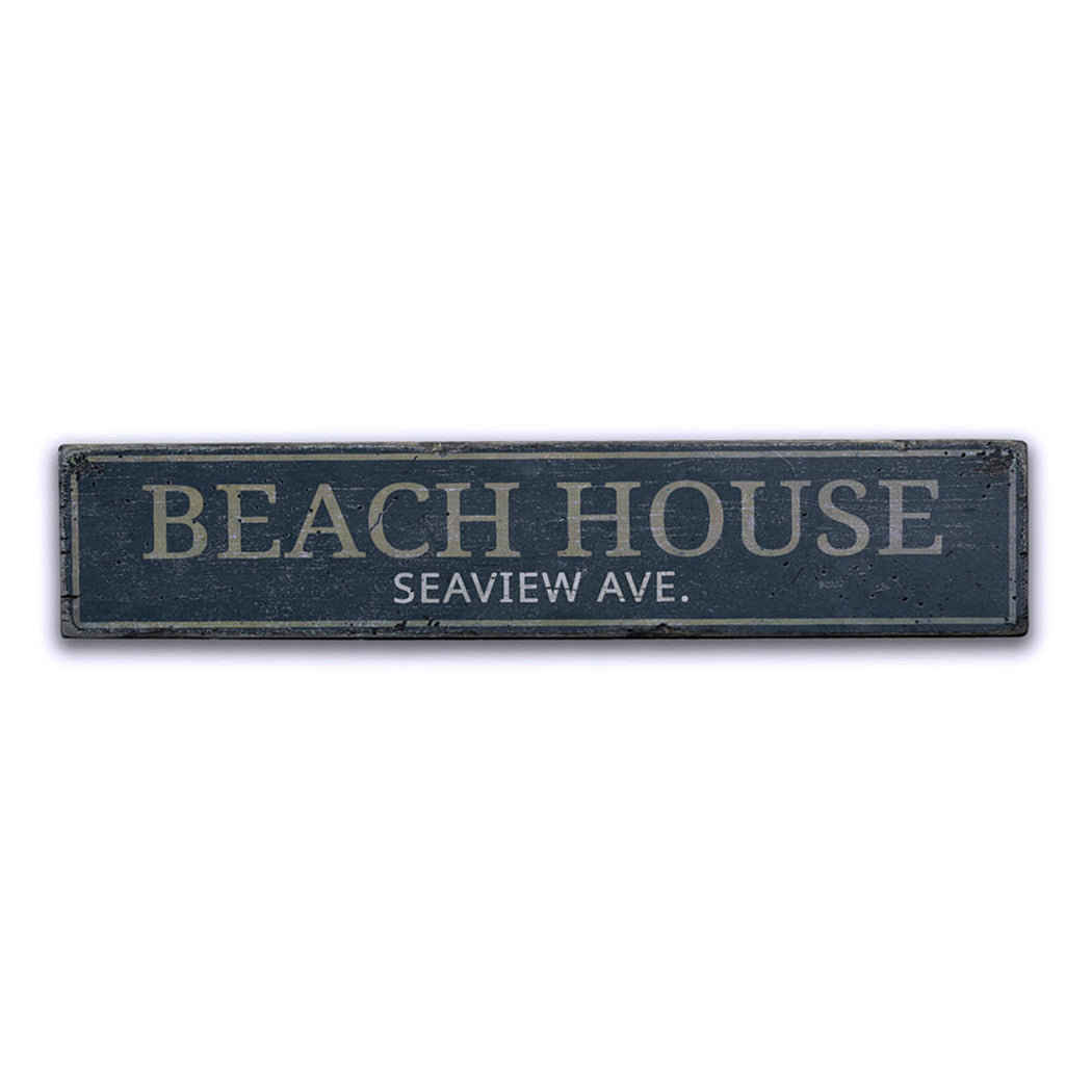 Beach House Street Name Rustic Wood Sign