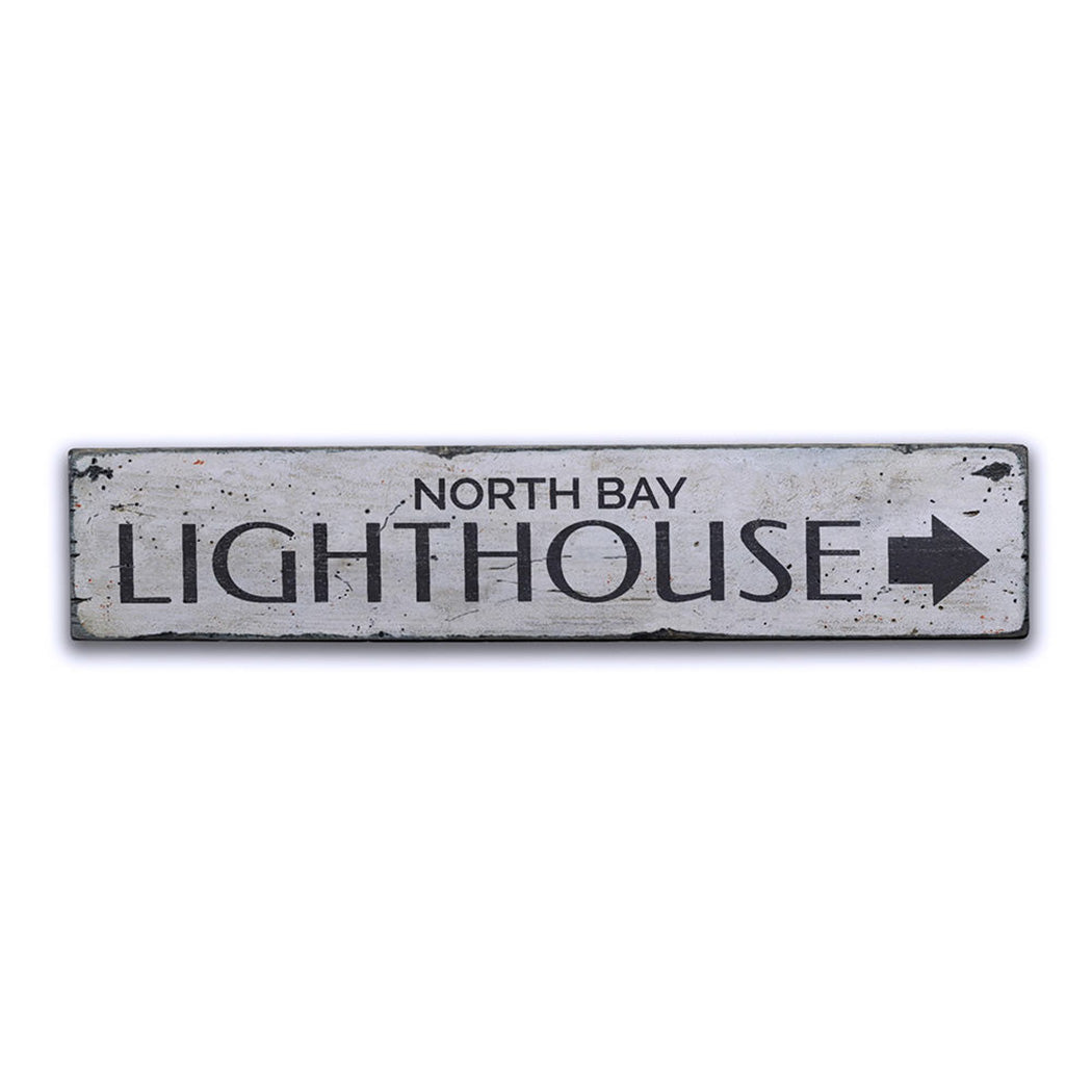 Lighthouse Arrow Rustic Wood Sign