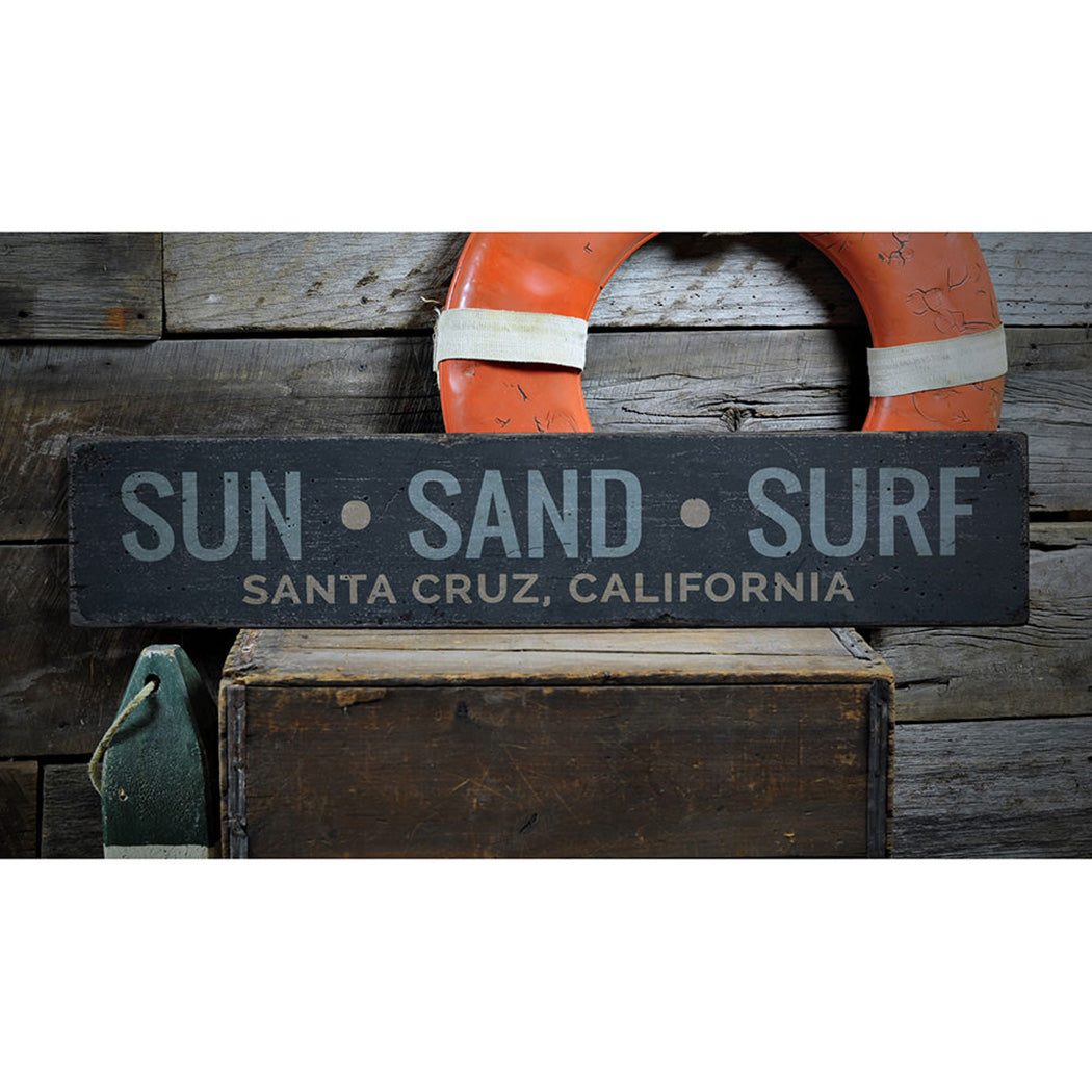 Sun Sand Surf Rustic Wood Sign