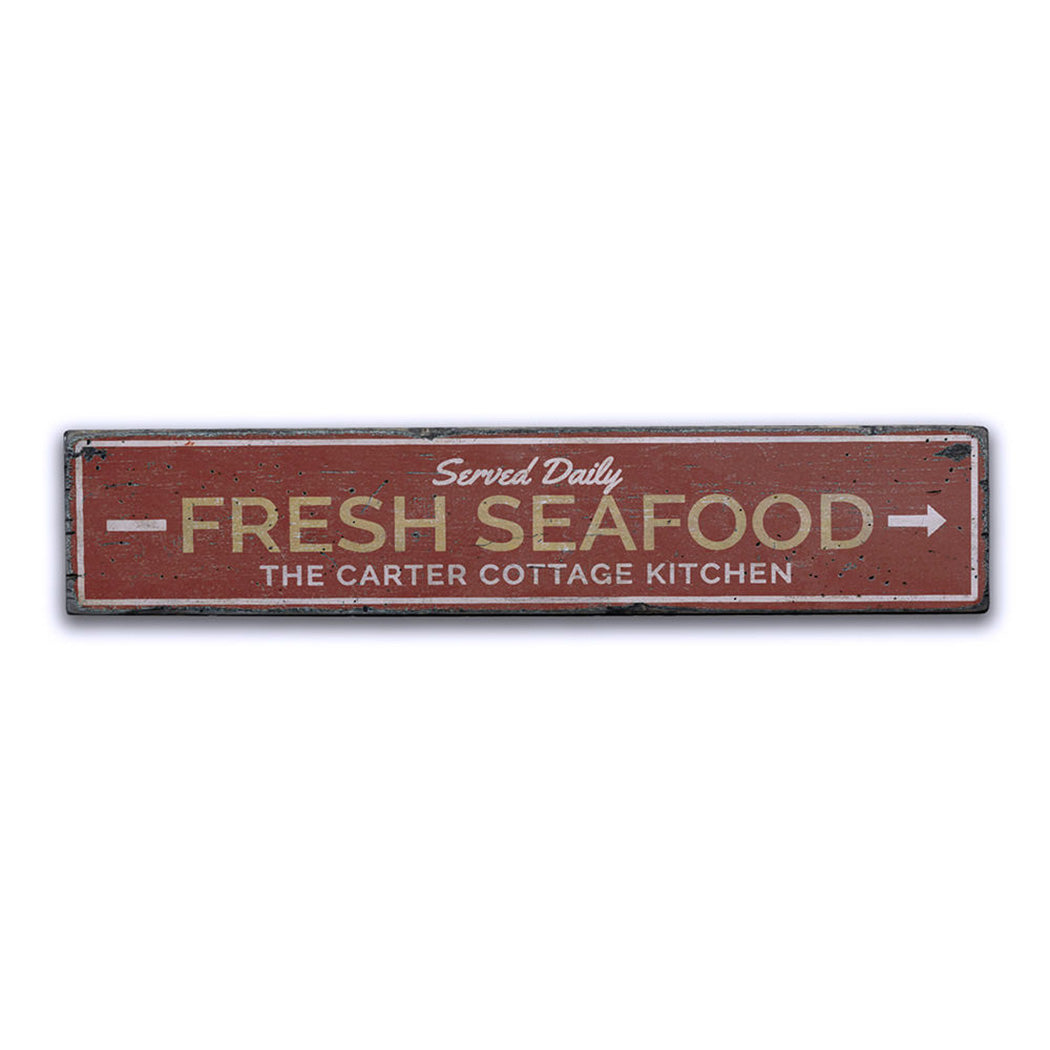 Fresh Seafood Arrow Rustic Wood Sign