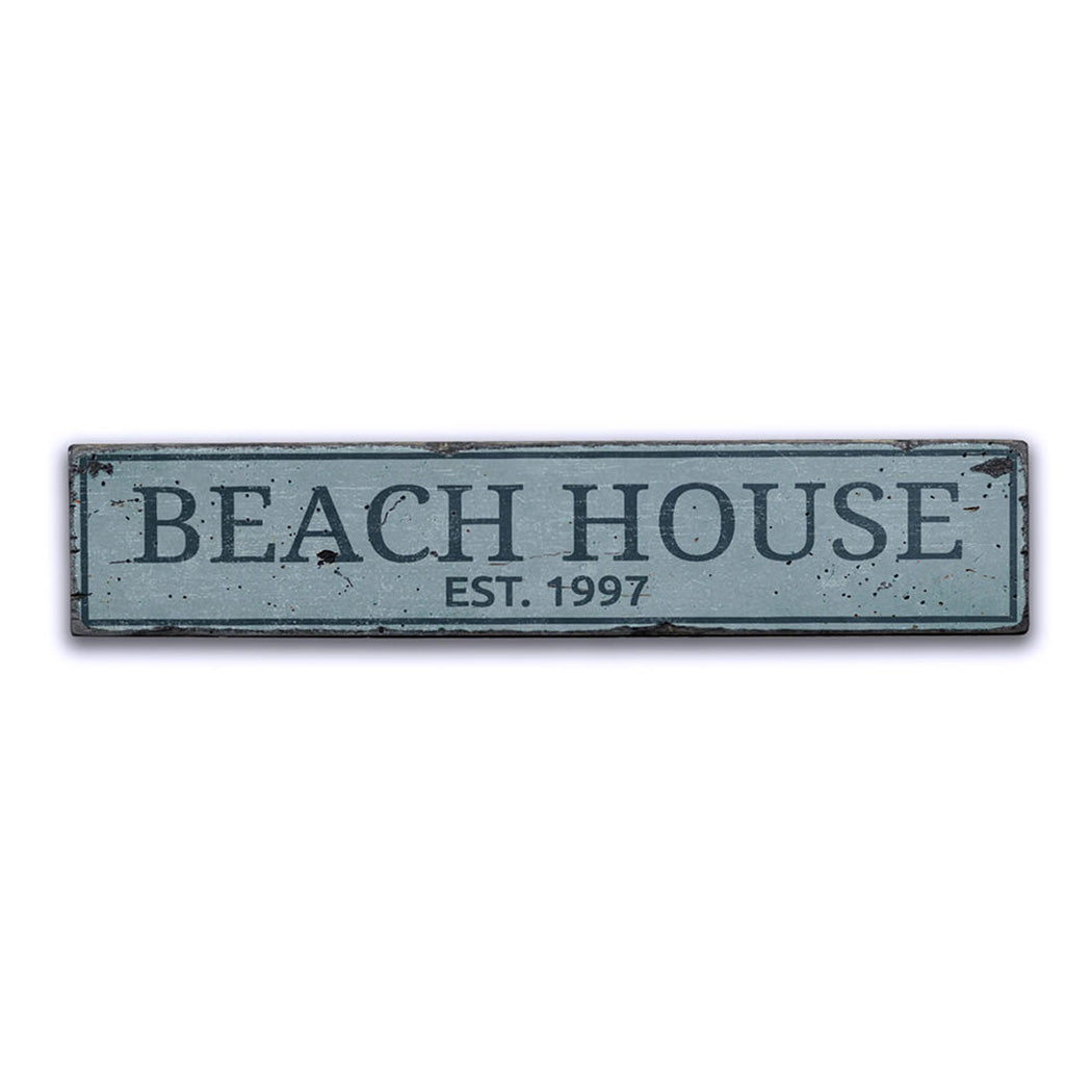 Beach House Established Date Rustic Wood Sign