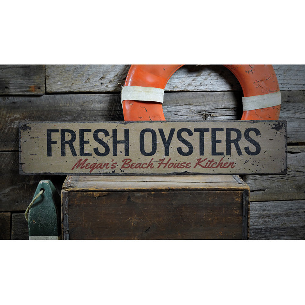 Fresh Oysters Rustic Wood Sign