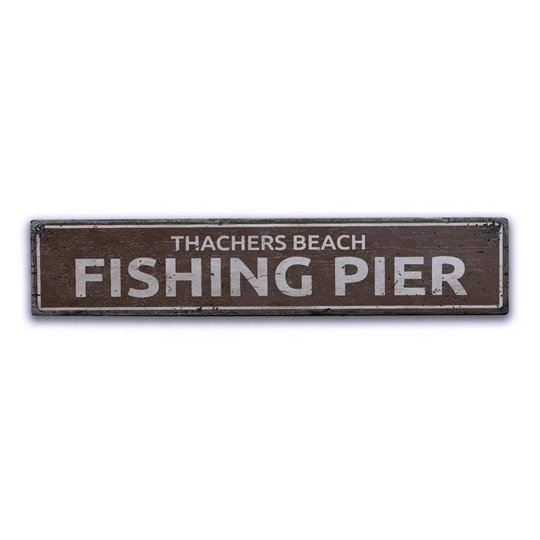 Fishing Pier Rustic Wood Sign