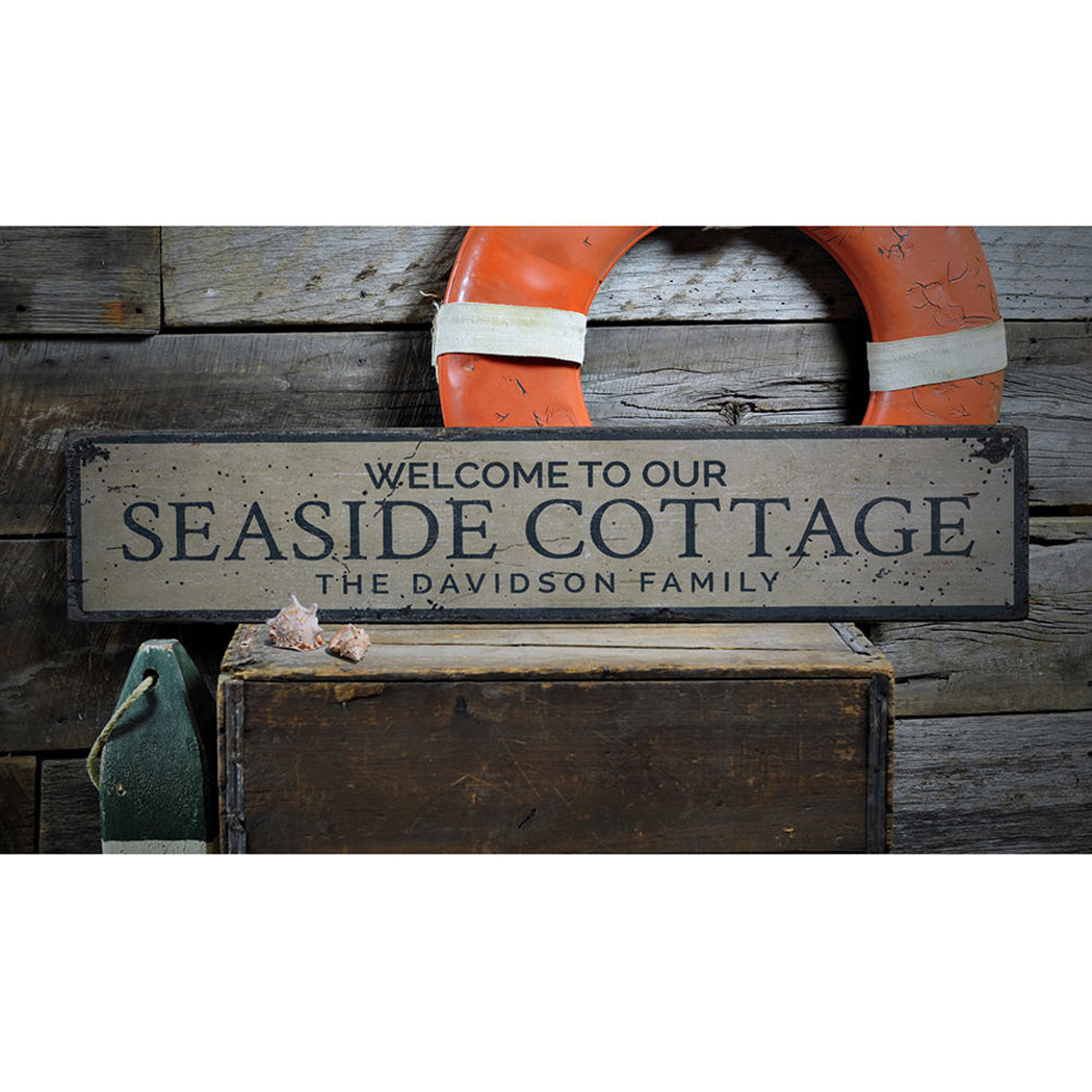 Seaside Cottage Welcome Rustic Wood Sign