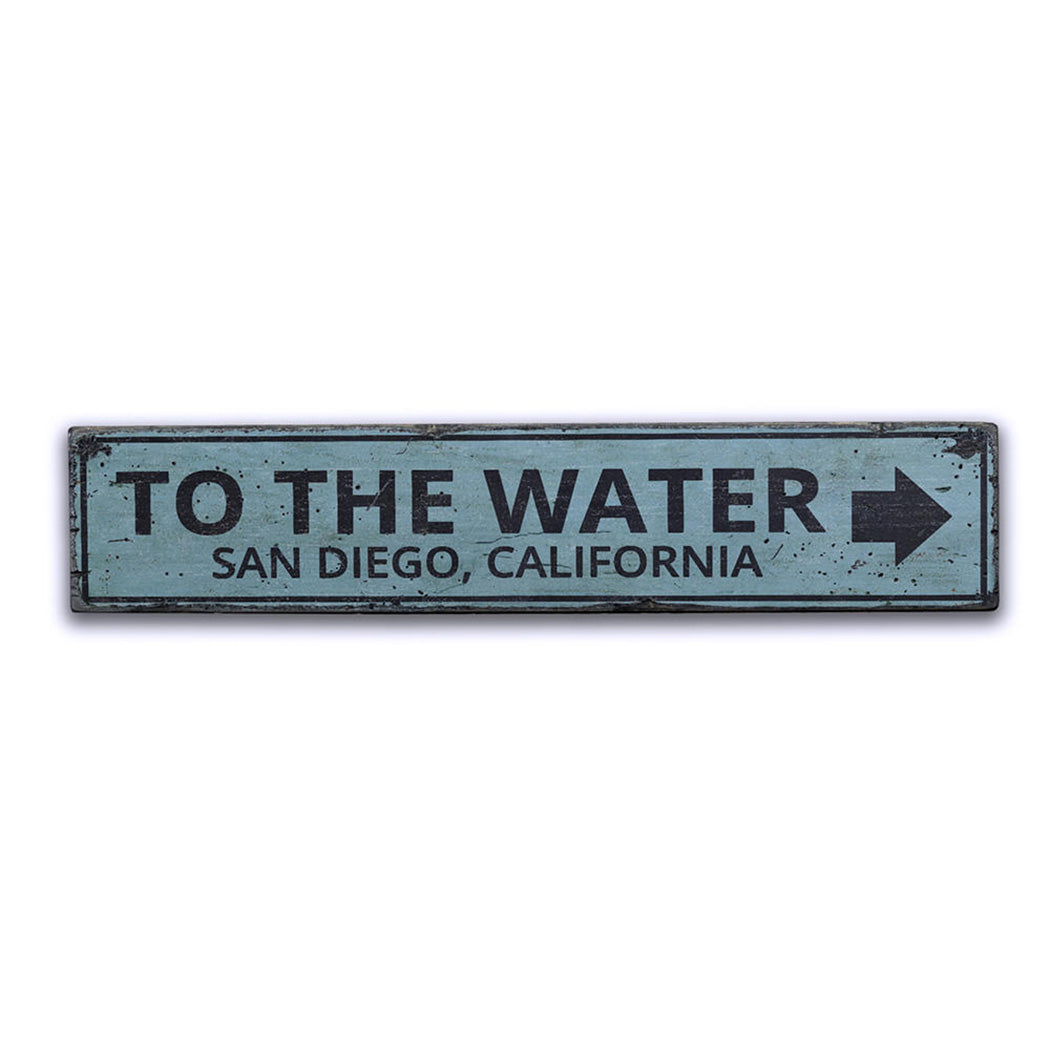 To the Water Arrow Rustic Wood Sign