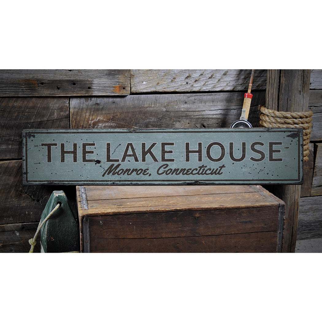 The Lake House Rustic Wood Sign