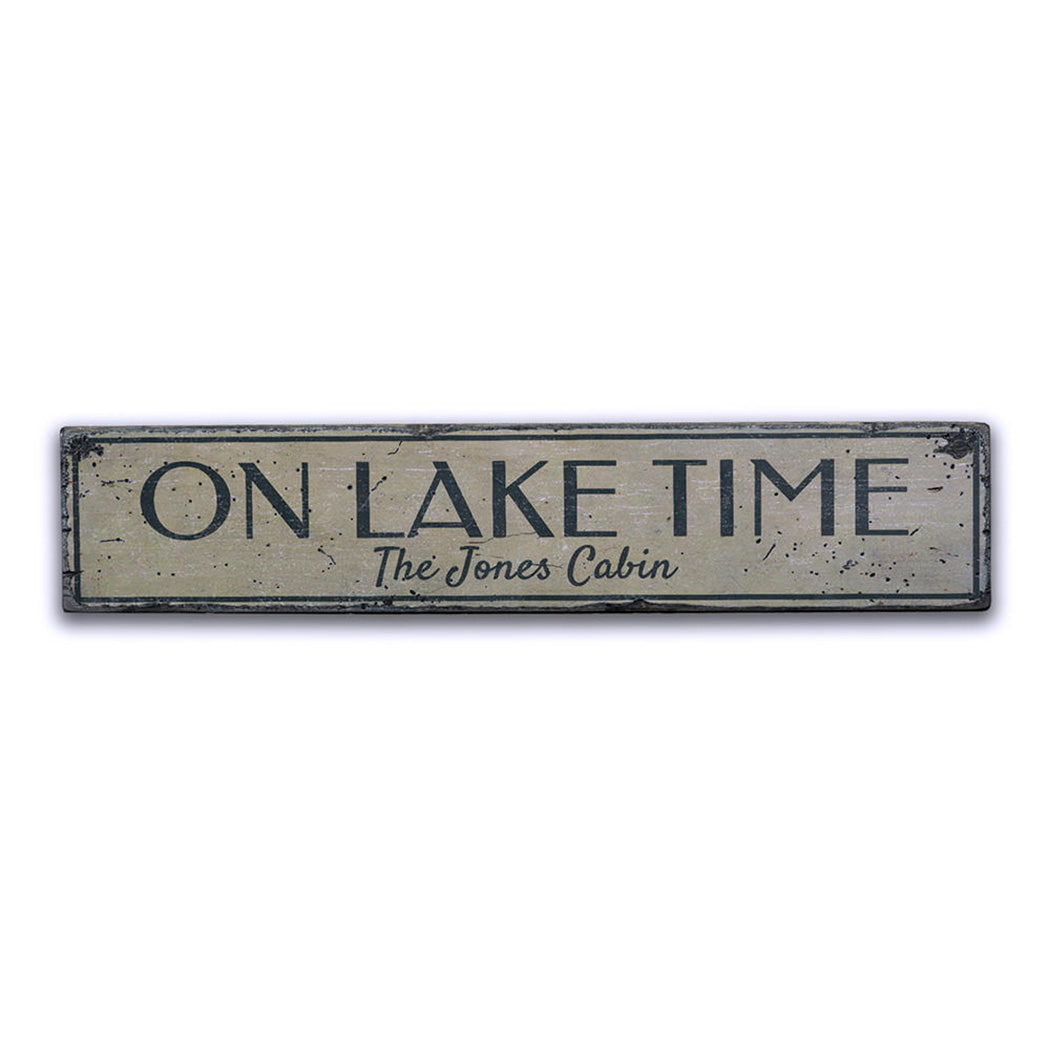 On Lake Time Rustic Wood Sign