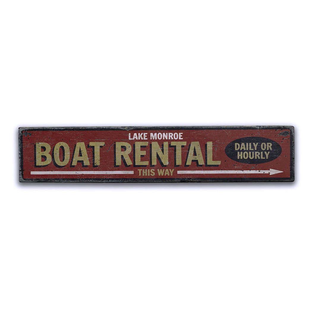 Boat Rental This Way Arrow Rustic Wood Sign