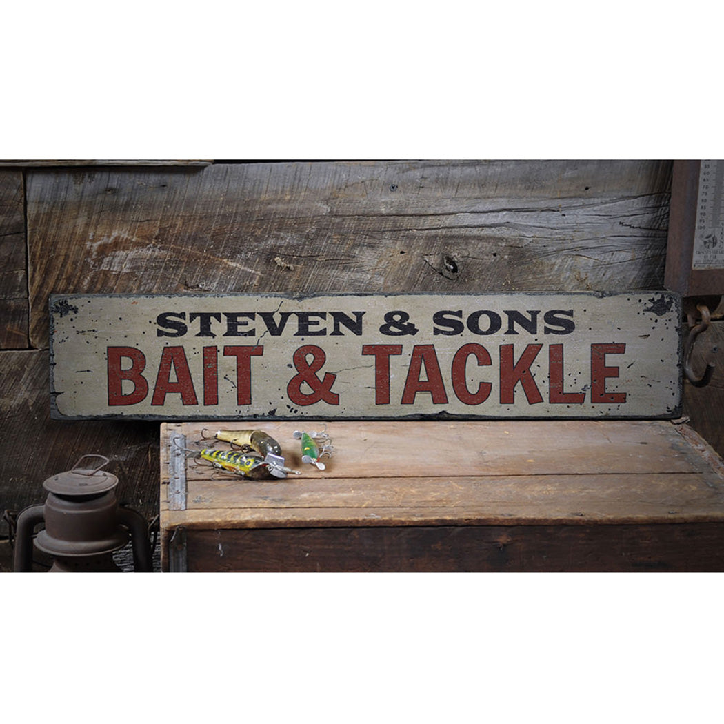 Bait & Tackle Rustic Wood Sign