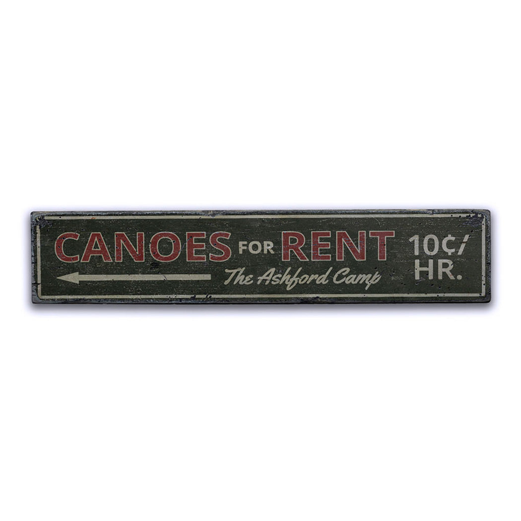 Canoes For Rent Rustic Wood Sign