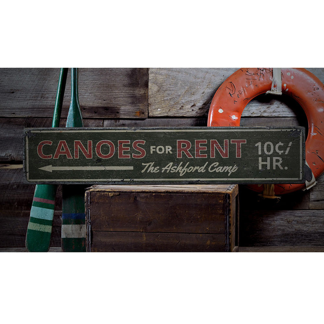 Canoes For Rent Rustic Wood Sign