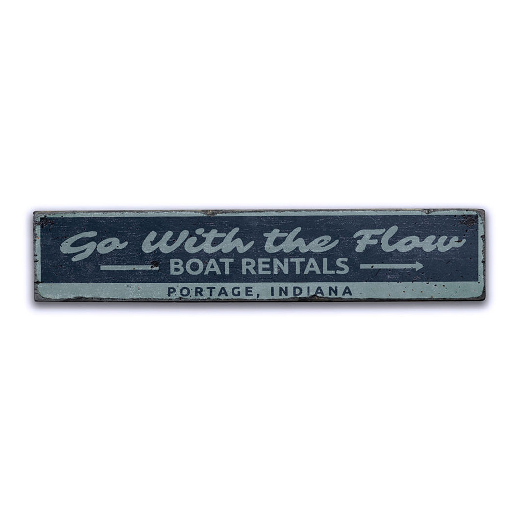 Go with the Flow Lake Rustic Wood Sign