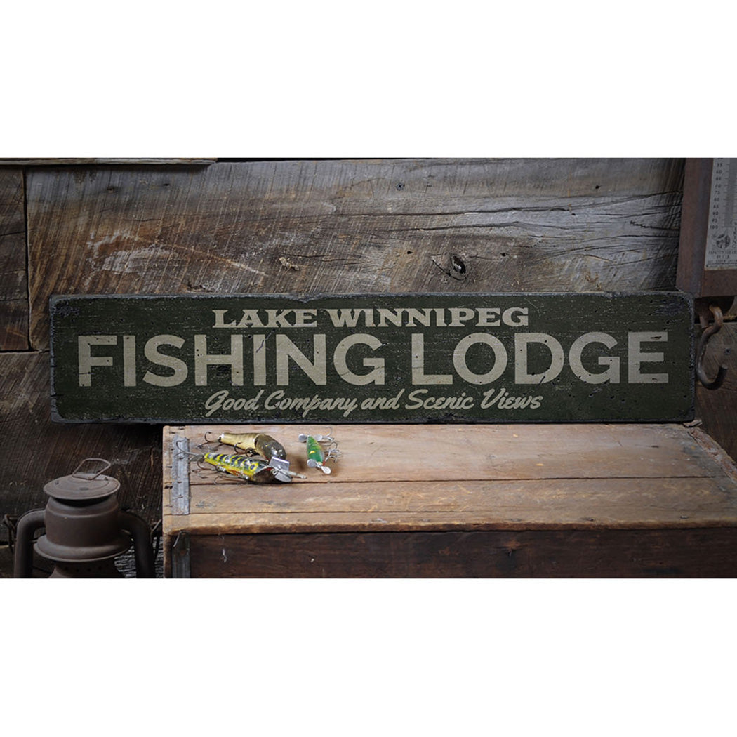 Fishing Lodge Rustic Wood Sign