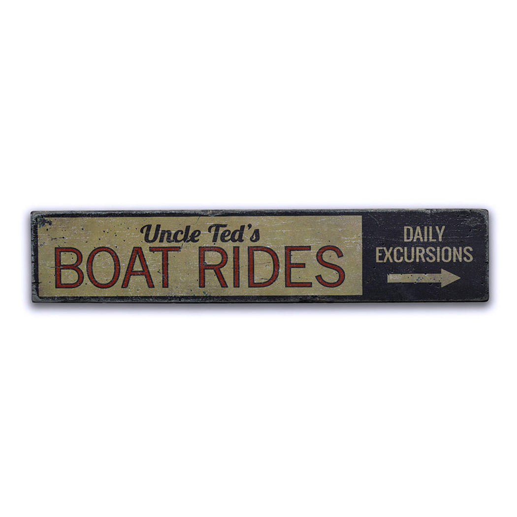 Boat Rides Directional Rustic Wood Sign