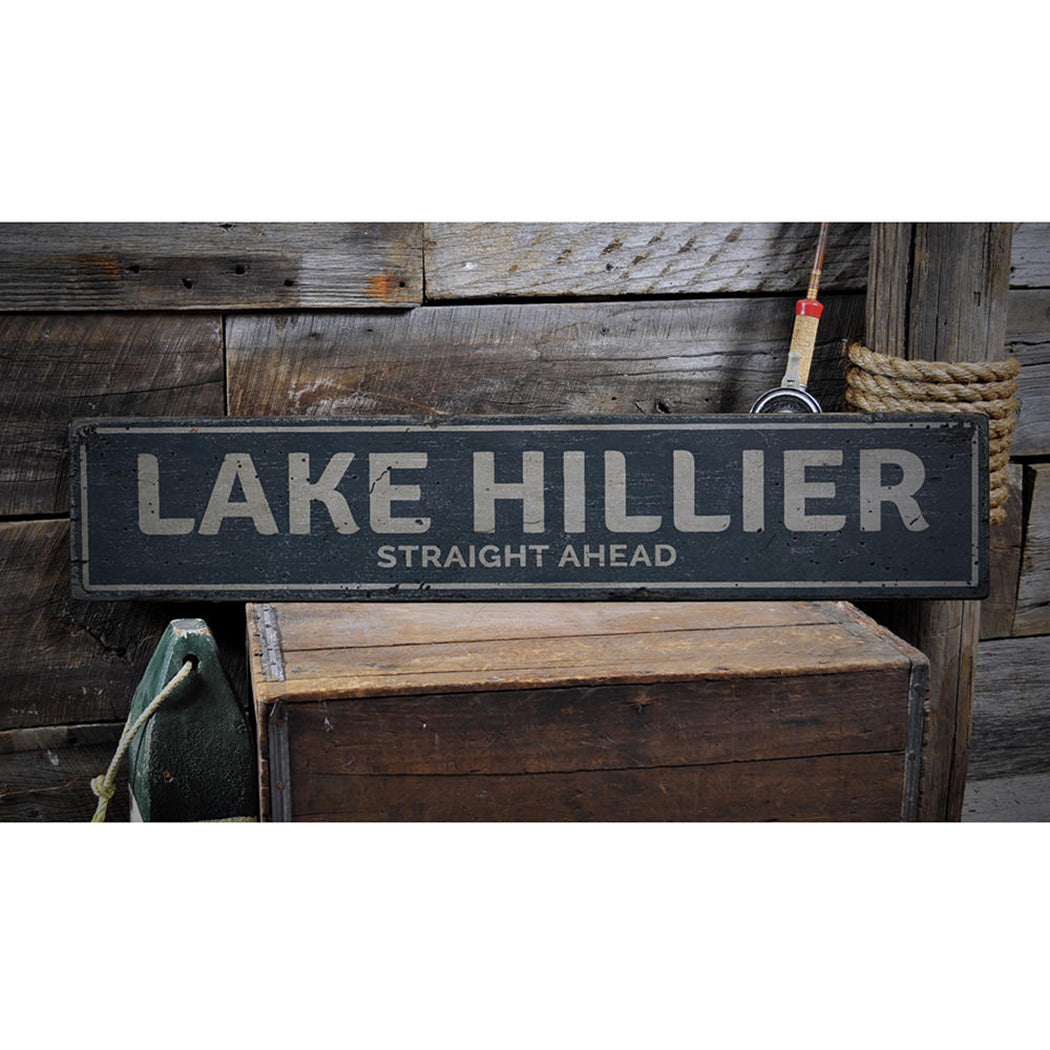 Straight Ahead Lake Rustic Wood Sign