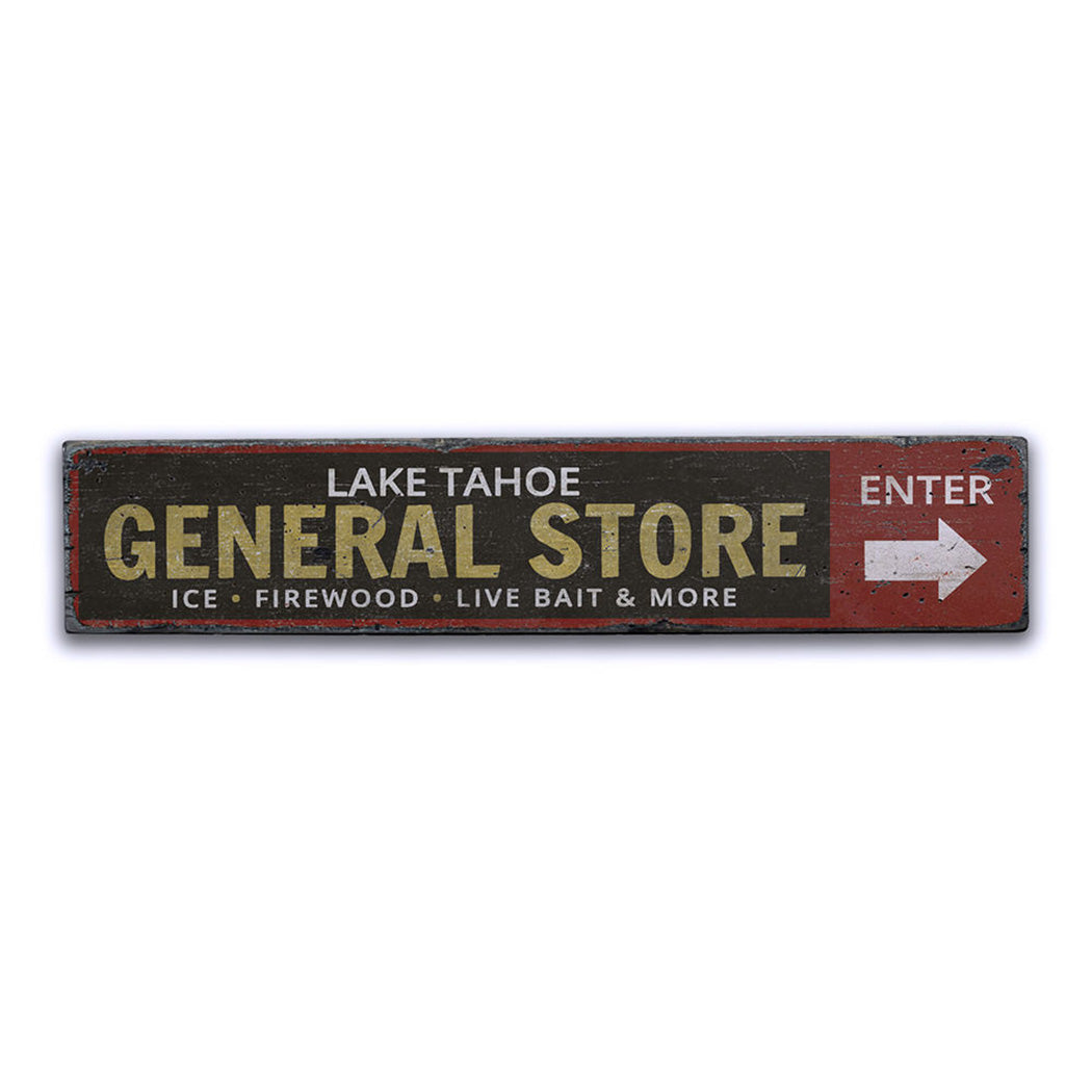 Lake General Store Rustic Wood Sign