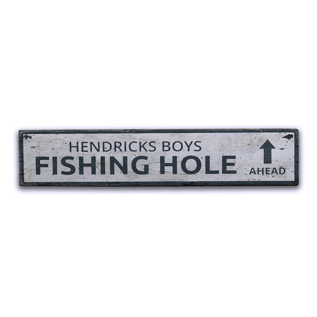 Fishing Hole Rustic Wood Sign